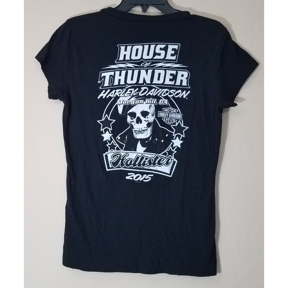 Harley Davidson Shirt Women Large House of Thunder Hollister 2015 Morgan Hill CA